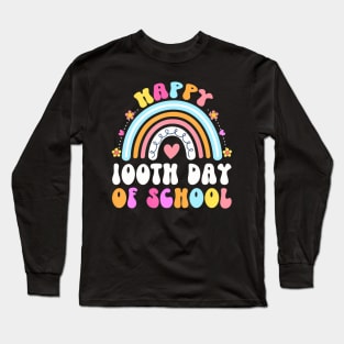 Happy 100Th Day Of School Teacher Kids 100 Days Rainbow Long Sleeve T-Shirt